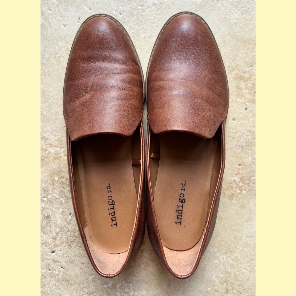 Indigo Brown Leather Loafers